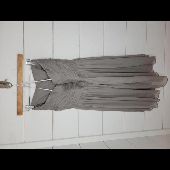 J Crew size 14 grey silk fit and flare dress - Picture 3 of 6